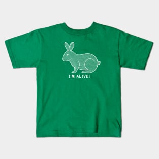 Rabbit - I'm Alive! - meaningful animal ink art - white lines Kids T-Shirt